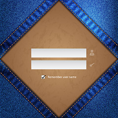 Image showing Blue jeans with grunge label login screen for websites