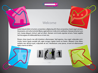 Image showing Website teplate design with arrow paperclips