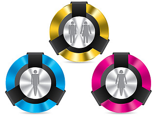 Image showing Toilet signs on metallic glossy buttons