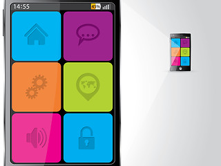 Image showing Smartphone enlarged with colorful icons