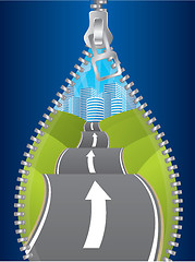 Image showing Uncovering the road of possibilities by unzipping 