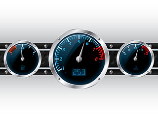 Image showing Dashboard gauges with industrial backgound
