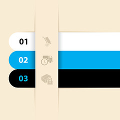 Image showing Cool three color infographic label set