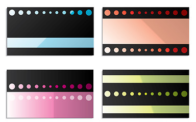 Image showing Black cards with color stripes and circles