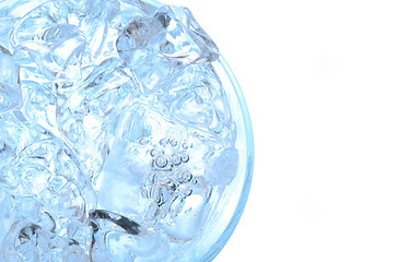 Image showing Water with ice in a glass, above view