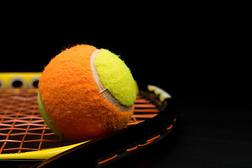 Image showing Tennis ball for kids with tennis racket