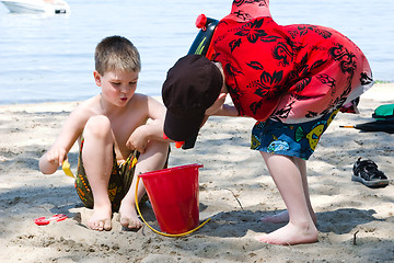 Image showing Playing in the sand