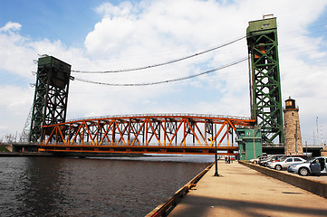 Image showing Lift bridge over canal.