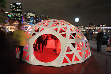 Image showing People interacting with Geodesic Light Dome Circular Quay Sydney