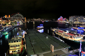 Image showing Sydney Harbour, City, Circular Quay and The Rocks during Vivid S