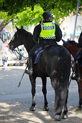 Image showing Female mounted police in Stockholm Sweden 