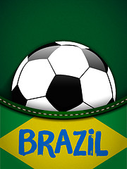 Image showing Brazil Flag with Soccer Ball Background