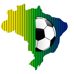 Image showing Brazil Flag with Soccer Ball Background