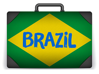 Image showing Brazil Travel Luggage with Flag for Vacation