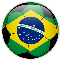 Image showing Brazil Flag with Soccer Ball Background