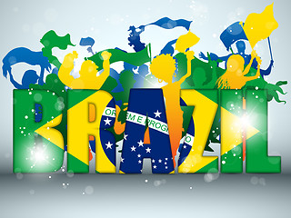 Image showing Brazil Sport Fan with Flag and Horn