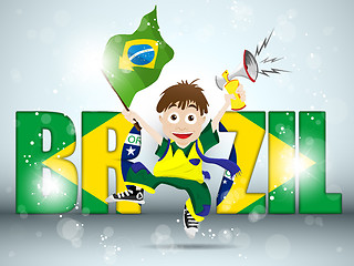 Image showing Brazil Sport Fan with Flag and Horn