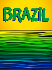 Image showing Brazil Flag Wave Yellow Green Blue Background