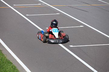 Image showing young Go-Carting  Racer finish