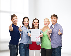 Image showing group of students showing test and thumbs up