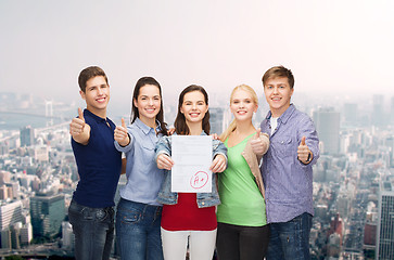 Image showing group of students showing test and thumbs up