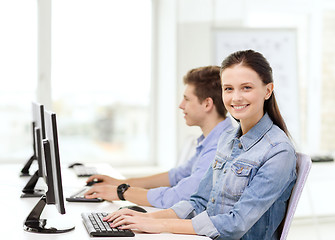 Image showing two smiling students in computer class