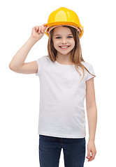 Image showing smiling little girl in protective helmet