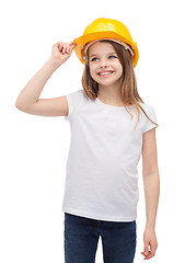 Image showing smiling little girl in protective helmet