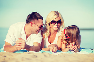 Image showing happy family on the beach