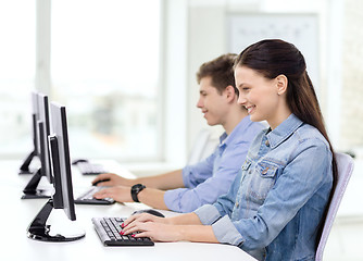 Image showing two smiling students in computer class