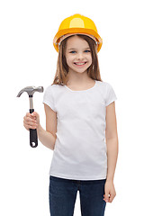 Image showing smiling little girl in protective helmet