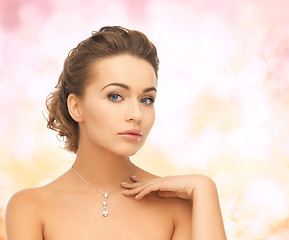 Image showing woman wearing shiny diamond pendant