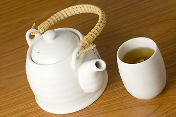 Image showing Chinese tea pot and cup

