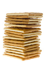 Image showing Stack of square crackers

