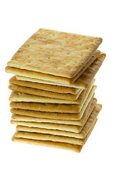 Image showing Stack of square crackers

