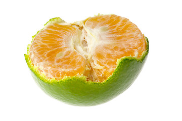 Image showing Half green Mandarin orange

