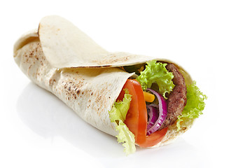 Image showing Wrap with meat and vegetables