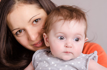 Image showing Young happy mother kissing her daughter