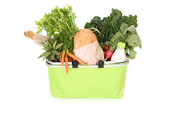 Image showing Food staples in eco shopping bag