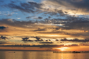 Image showing A Beautiful Sunset Setting Over the sea