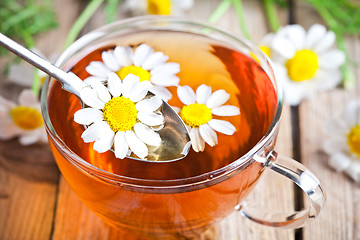 Image showing cup of tea with chamomile flowers 