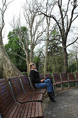 Image showing Lady on bench