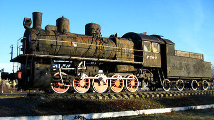 Image showing Ancient black steam locomotive