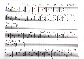 Image showing Sheet of music handwritten