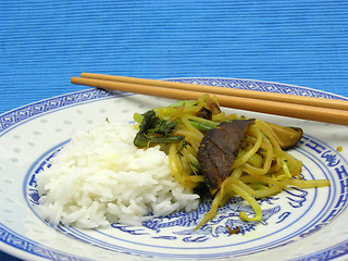 Image showing Asian dish arranged on an asian plate