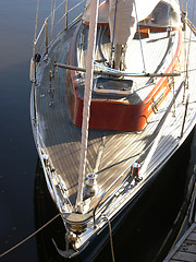 Image showing Sail boat  drop anchor in a haven