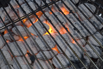 Image showing charcoals flaming in the grill