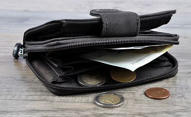 Image showing Purse on wood