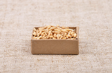Image showing Oats on linen