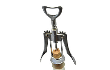 Image showing White wine and corkscrew